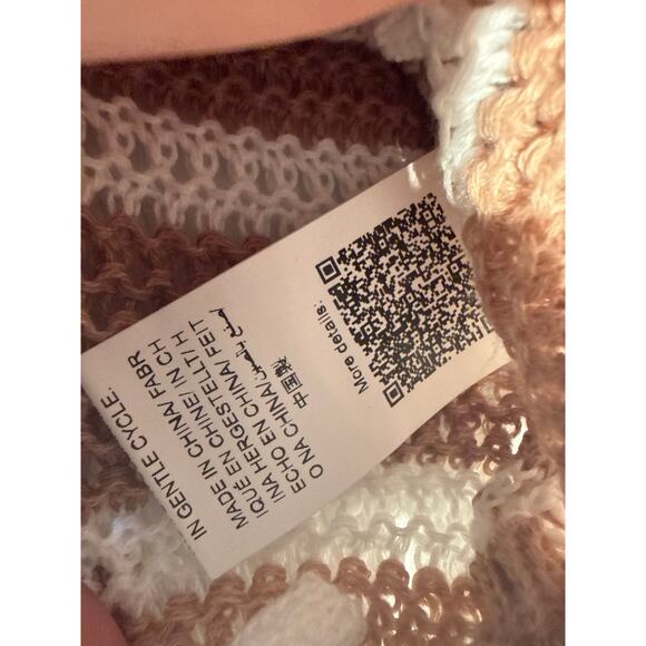 SheIn Brown and White Striped Tie Front Cardigan Crop Sz M - Picture 4 of 8